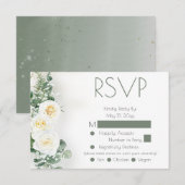 Dusty Sage Green Floral Wedding RSVP Response Card (正面/裏面)