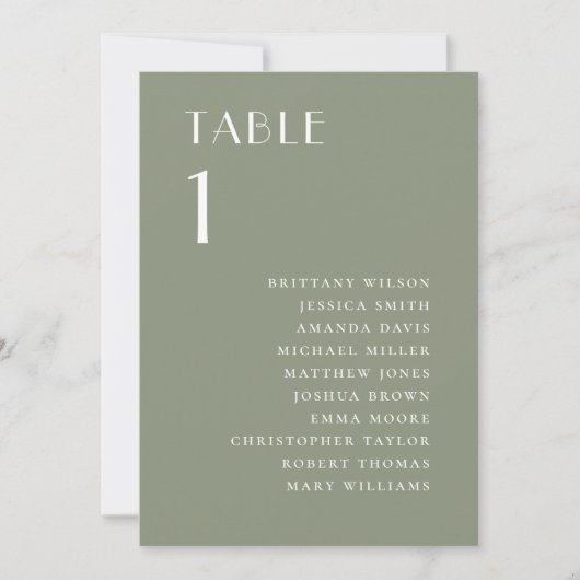 Dusty Sage Green Garden Wedding Seating Chart 招待状 (正面)