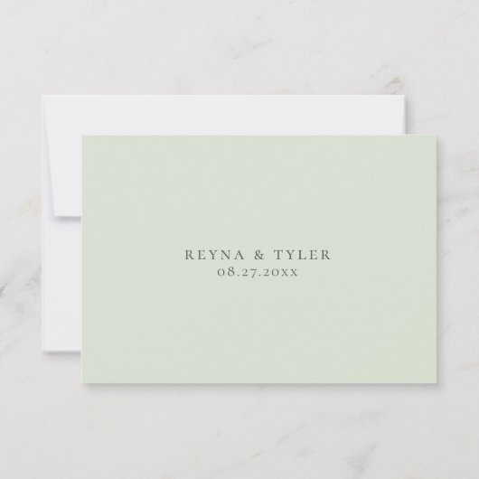 Dusty Sage Green's Food 結婚 Algemy RSVPカード (裏面)