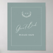 Dusty Sage Guest Book Wedding Table Sign Decor ポスター (正面)