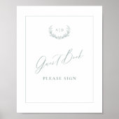 Dusty Sage Guest Book Wedding Table Sign Decor ポスター (正面)