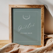Dusty Sage Guest Book Wedding Table Sign Decor ポスター