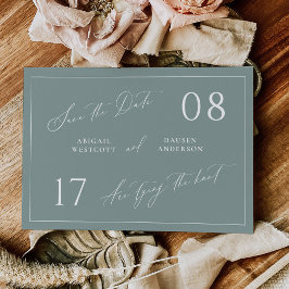 Dusty Sage Save the Date Wedding Announcement セーブザデート