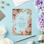 Dusty Sage, Soft Peach & Warm Sand Floral Wedding アクリル招待状 (インサイチュ (ウェディング))