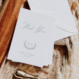 Dusty Sage Wedding Day Thank you Flat Note Card 招待状