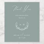 Dusty Sage Wedding Day Thank you Wine Bottle Label ワインラベル (シングルラベル)