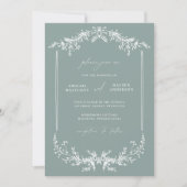 Dusty Sage Wedding Invitation Announcement Card 招待状 (正面)