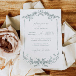 Dusty Sage Wedding Invitation Announcement Card 招待状