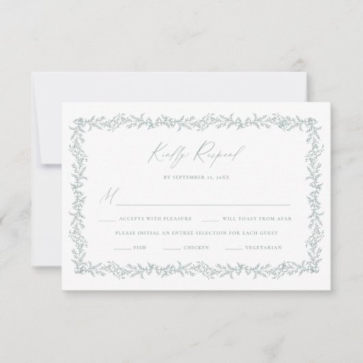 Dusty Sage Wedding Invitation RSVP Response Card (正面)