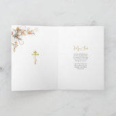 Dusty Salmon Silver Gray Flowers Birthday カード (内部)