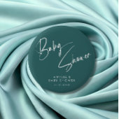 Dusty Teal Baby Shower Elegant Script Design 缶バッジ