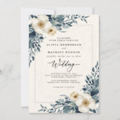 Dusty Teal Botanical Whimsy Wedding 招待状 (正面)