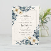 Dusty Teal Botanical Whimsy Wedding 招待状 (スタンド正面)