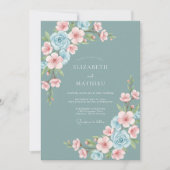 Dusty Teal Captivating Spring Wedding 招待状 (正面)