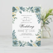 Dusty Teal Floral Arch Wedding 招待状 (スタンド正面)