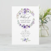 Dusty Violetの結婚水彩画フローラ写真のInvite 招待状 (スタンド正面)