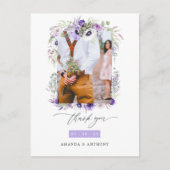 Dusty Violet Pastelフローラ結婚の写真ありがとう ポストカード (正面)