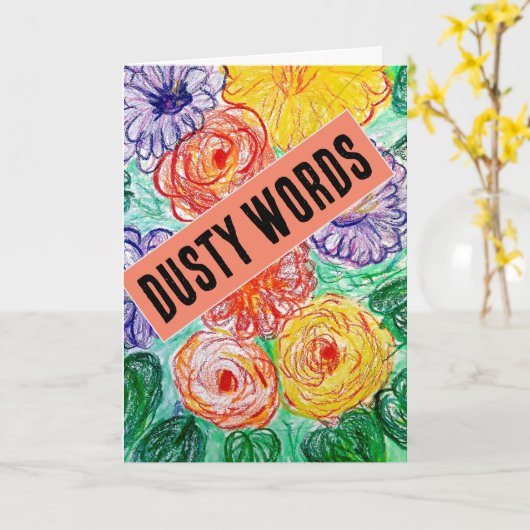 Dusty Words Folded Greeting Card カード (黄色い花)