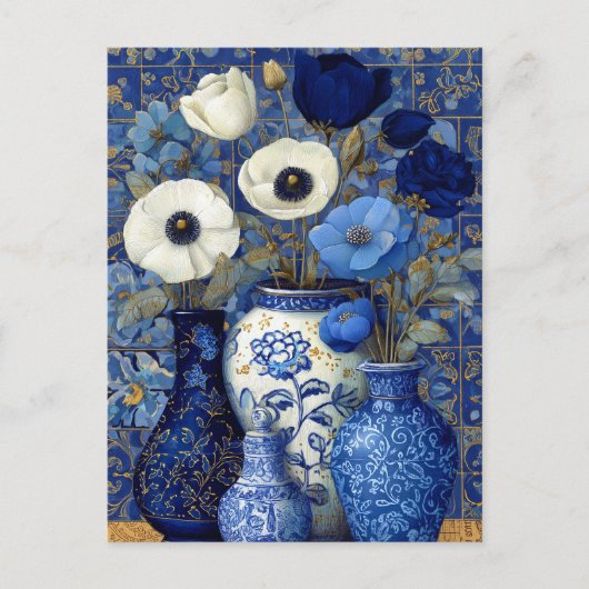 Dutch Blue Floral Still Life ポストカード (正面)