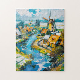Dutch Countryside with Windmills and Water Channel ジグソーパズル