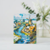Dutch Countryside with Windmills and Water Channel ポストカード (スタンド正面)