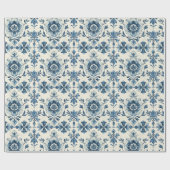 Dutch Floral Tile Gift Wrap, Delft Blue Pattern ラッピングペーパー (フラット)