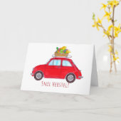 Dutch Get well Red Retro Fiat 500 カード (黄色い花)
