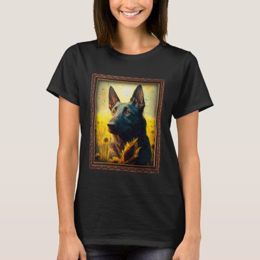 Dutch Shepherd Painting Sunflower Flower Mom Women Tシャツ (正面)
