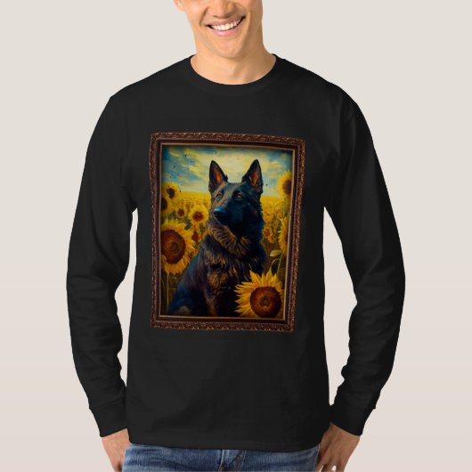 Dutch Shepherd Painting Sunflower Flower Mom Women Tシャツ (正面)