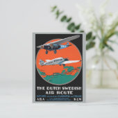 Dutch Swedish Air Route Vintage Poster 1930 ポストカード (スタンド正面)