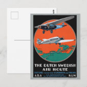Dutch Swedish Air Route Vintage Poster 1930 ポストカード (正面/裏面)