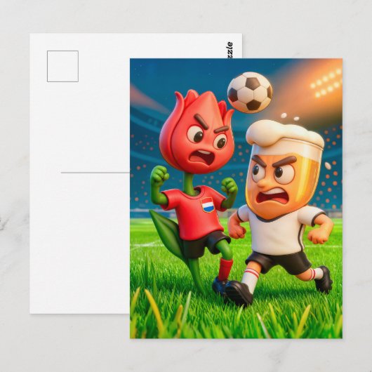 Dutch tulip versus German beer glass soccer duel ポストカード (正面/裏面)