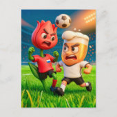 Dutch tulip versus German beer glass soccer duel ポストカード (正面)