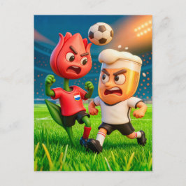 Dutch tulip versus German beer glass soccer duel ポストカード