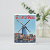 Dutch Windmill and Canal Scene Amsterdam ポストカード (スタンド正面)