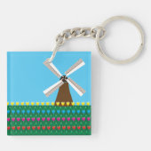 Dutch Windmill and Colorful Tulip Field キーホルダー (裏面)