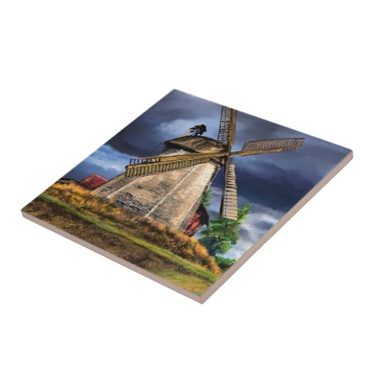Dutch Windmill Ceramic Tile Painting タイル (側面)