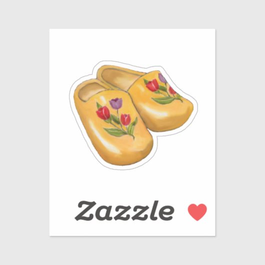 Dutch Wooden Shoes with Tulips, Klompen, Holland シール (シート)