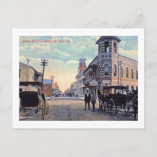 Duval St.、鍵西、フロリダ州1900ヴィンテージ ポストカード (正面)