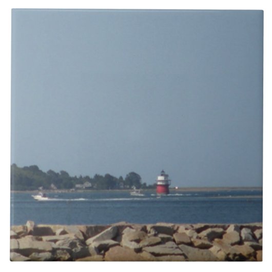 Duxbury Pier Light house in Plymoutのセラミックタイル タイル (正面)