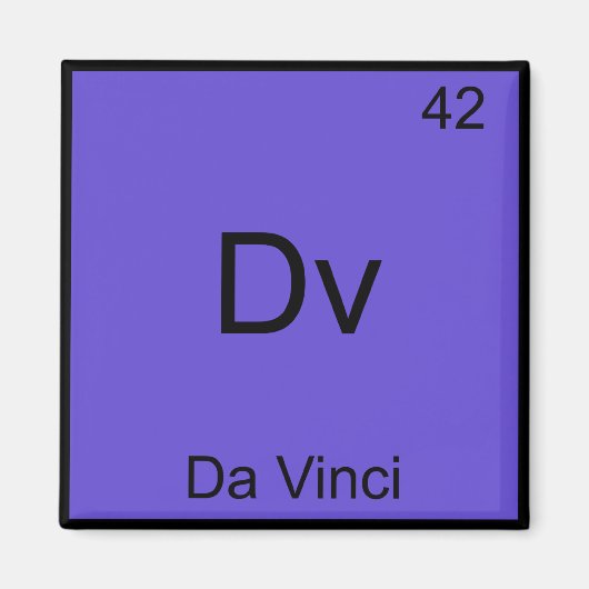 Dv - Da Vinci おもしろい Chemistry Elementシンボルティー マグネット (正面)