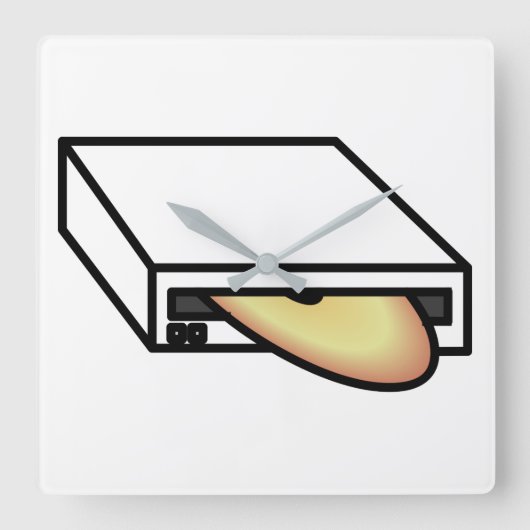 DVDドライブ スクエア壁時計 (正面)