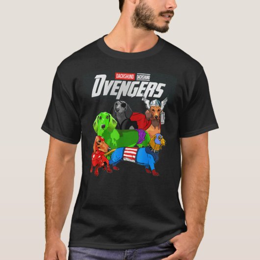 Dvengers Tシャツおもしろい犬ダッシュンドギフト男性へ Tシャツ (正面)