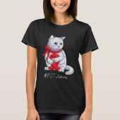 DVT Awareness Month Red Ribbon Cat Tシャツ (正面)