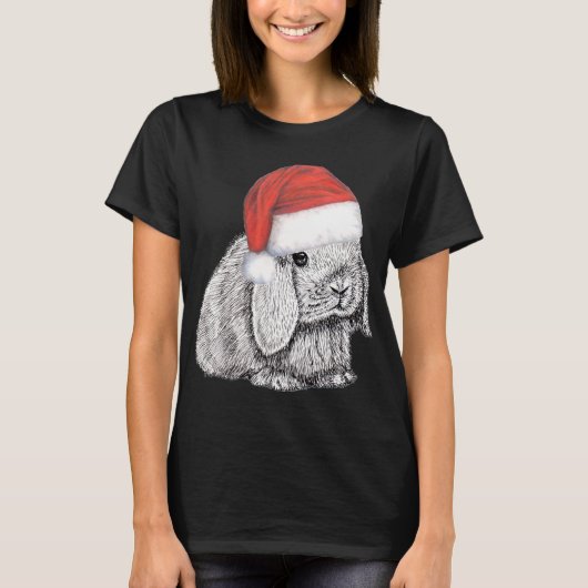 Dwarf Lop Eared Bunny Rabbit In Santa Claus Christ Tシャツ (正面)