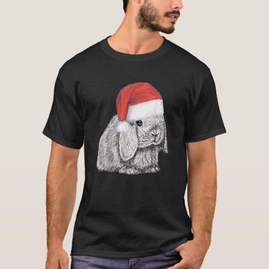 Dwarf Lop Eared Bunny Rabbit In Santa Claus Christ Tシャツ (正面)