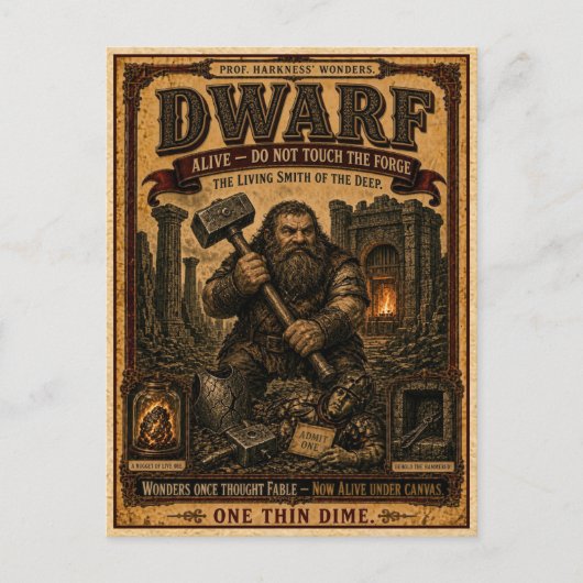 Dwarf, Vintage Circus Monster ポストカード (正面)