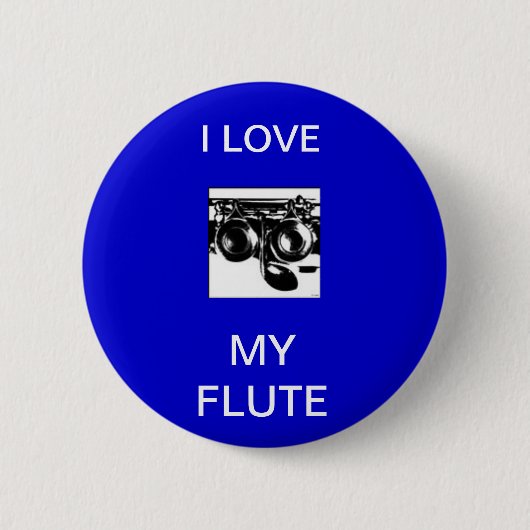 dwarsfluit, I LOVE, MY FLUTE 缶バッジ (正面)