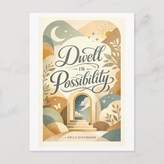 "Dwell in Possibility" Dickinson Quote ポストカード (正面)
