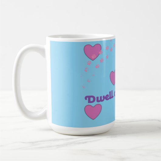 dwell on joy hearts and paw prints coffee mug コーヒーマグカップ (左)